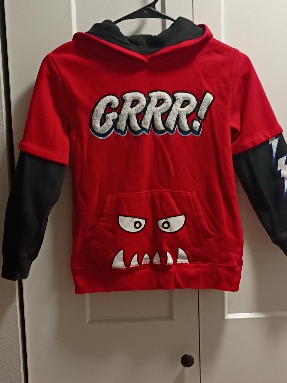 Garanimals Red Monster 'GRRR!' Hooded Pullover with Black Sleeves